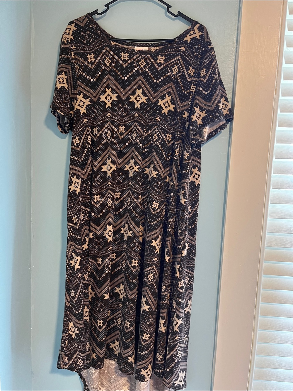 LuLaRoe Black and White Geometric Midi Dress